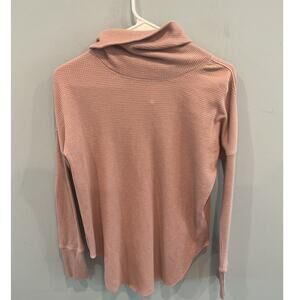 Aritzia The Group Babaton Womens Cowl Neck Thermal Pale Pink XS Waffle Knit Top